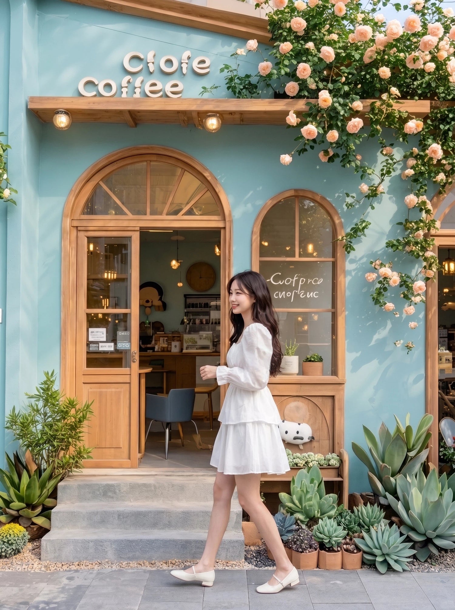 Long Puff Sleeve Two Wear White Dress