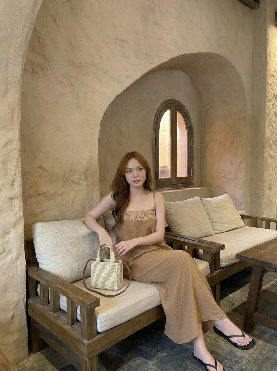 Brown Top + Long Skirt Two Piece Set
