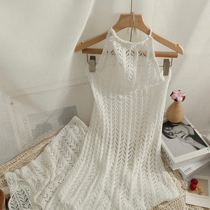 Round Collar Beach Dress (White)
