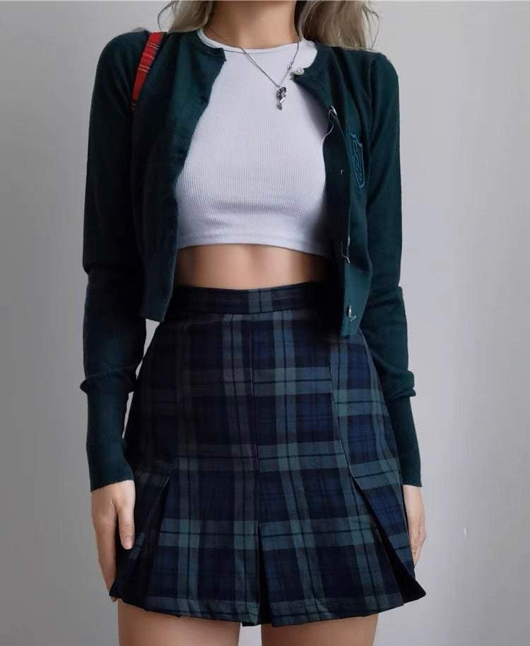 Greeny Long Sleeve + Skirt Two Pieces Set (XS)