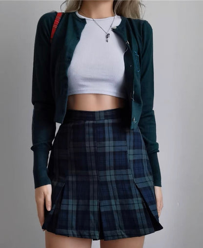 Greeny Long Sleeve + Skirt Two Pieces Set (XS)