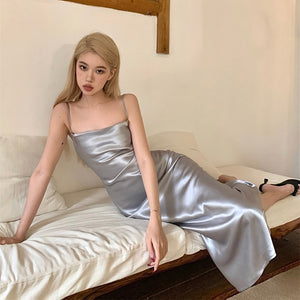 Silver Bareback Long Dress