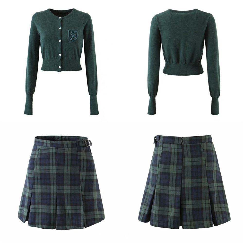 Greeny Long Sleeve + Skirt Two Pieces Set (XS)