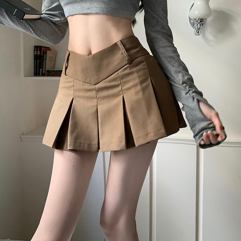 Carsy Middle Waist Mini Skirt (Brown -S)