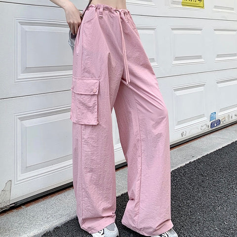 Pastel Pink Cargo Long Pants