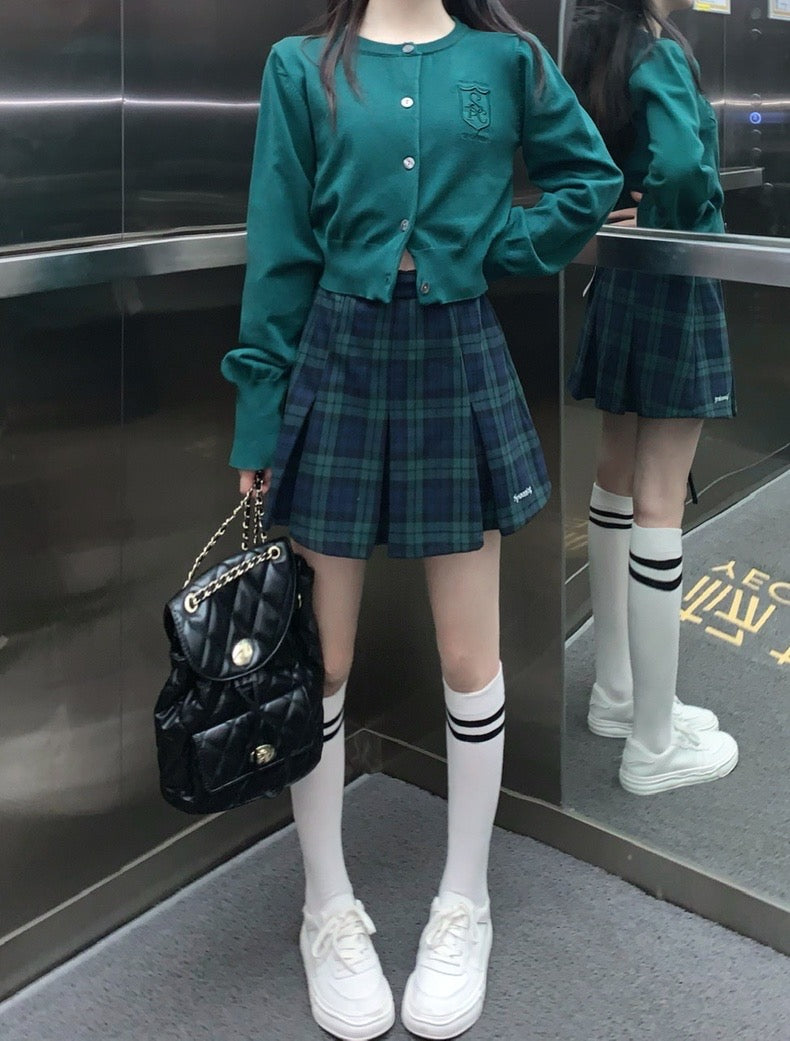 Greeny Long Sleeve + Skirt Two Pieces Set (XS)