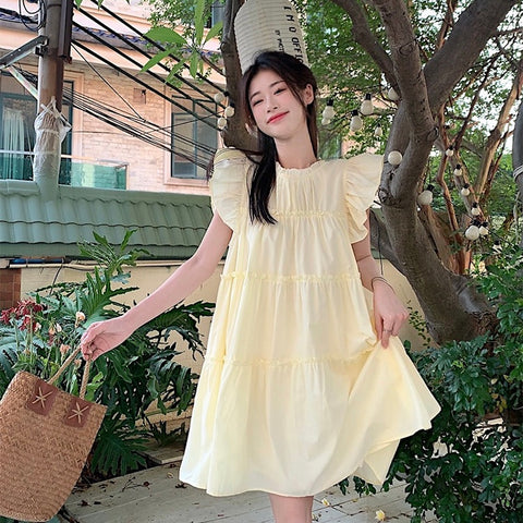 Pastel Yellow Dolly Sleeveless Dress