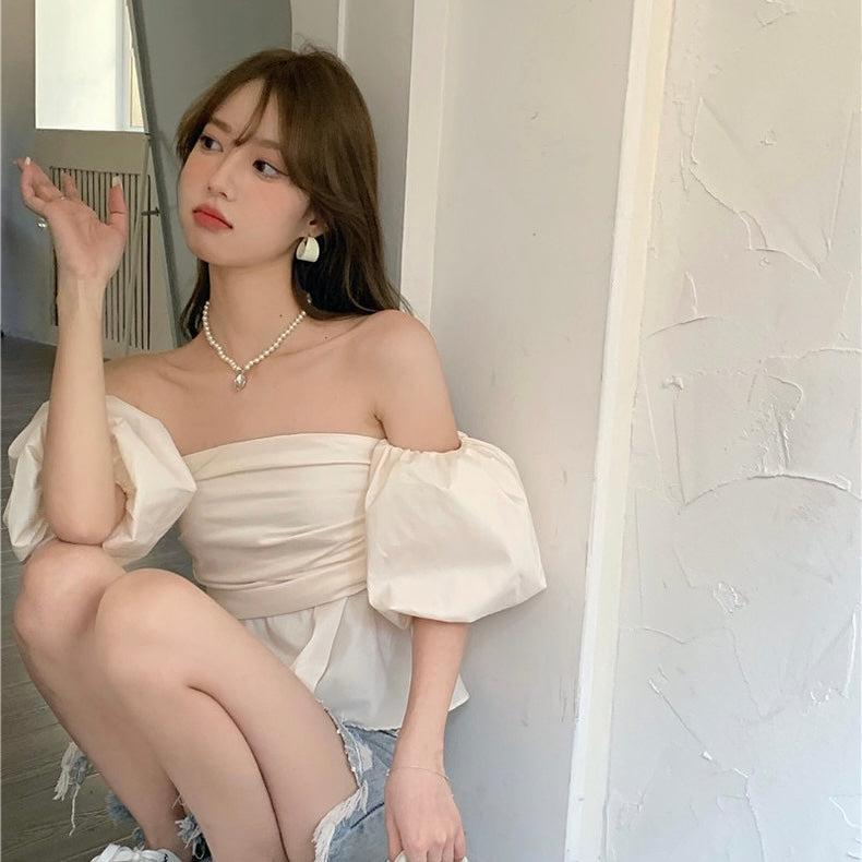 Lexie Tube Top With Sleeve (Beige)