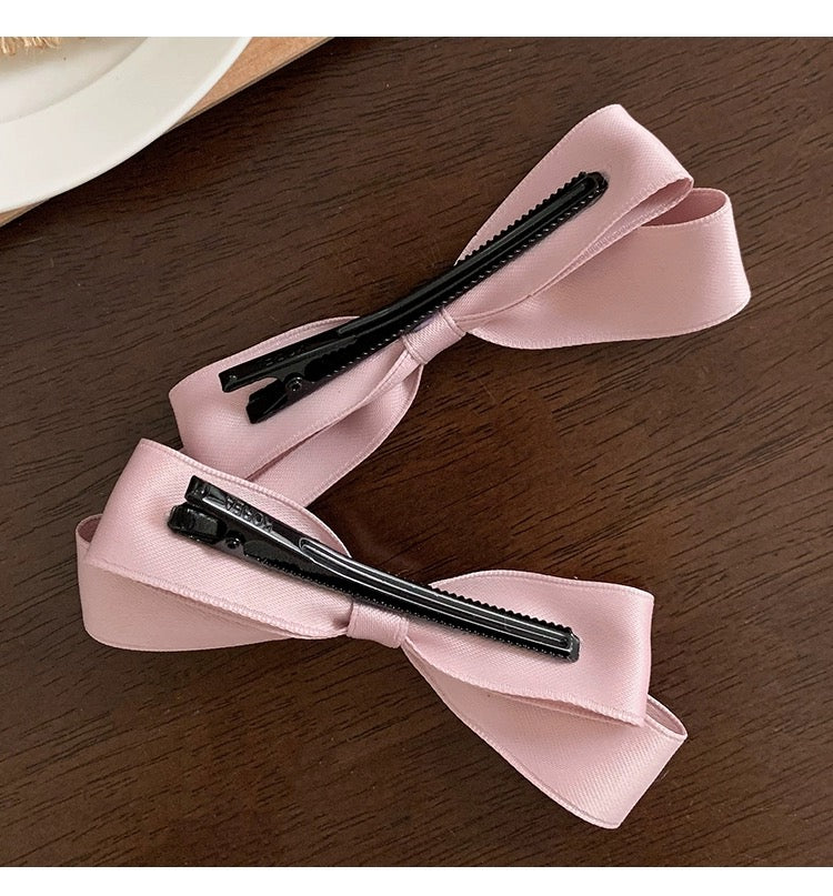 Baby Pink Ribbon Hair Clip Set