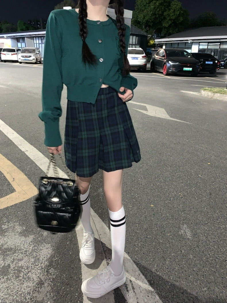 Greeny Long Sleeve + Skirt Two Pieces Set (XS)