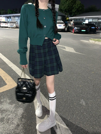 Greeny Long Sleeve + Skirt Two Pieces Set (XS)