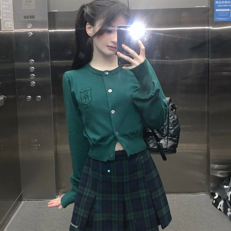 Greeny Long Sleeve + Skirt Two Pieces Set (XS)