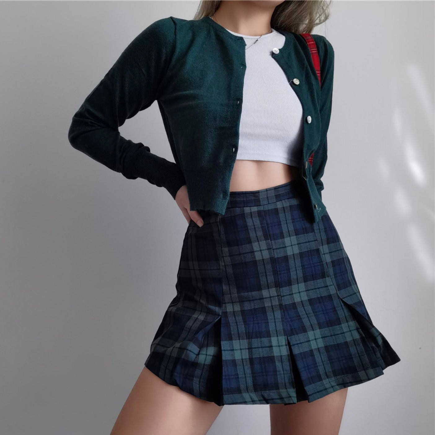 Greeny Long Sleeve + Skirt Two Pieces Set (XS)
