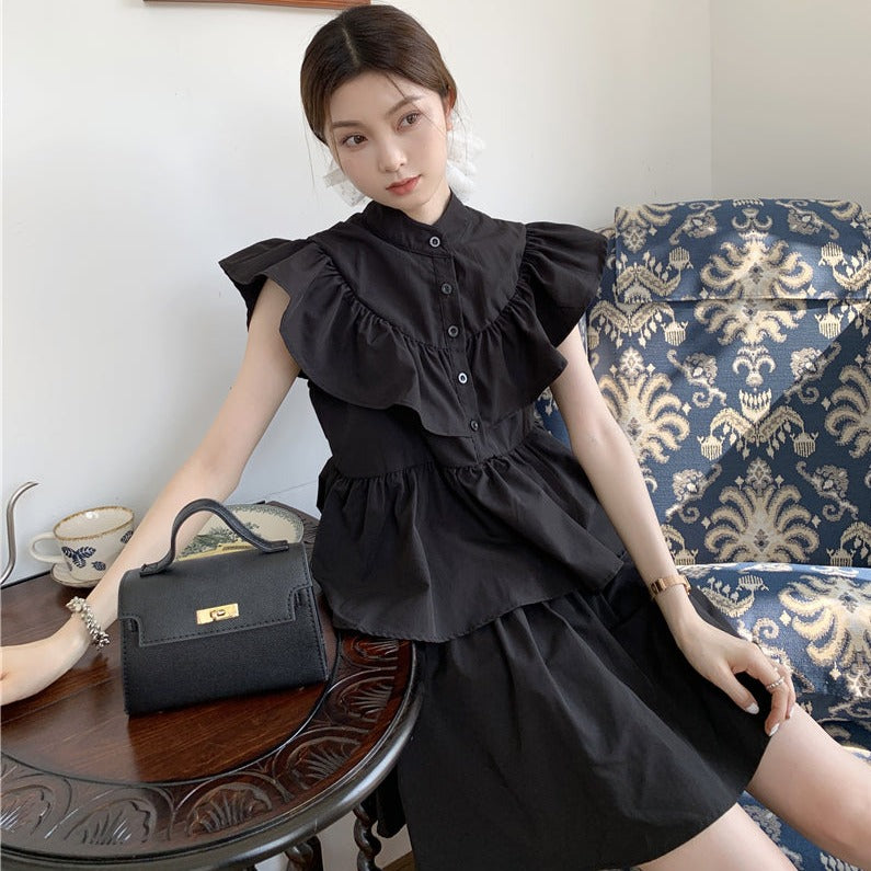 Halter Collar Sleeveless Black Dress