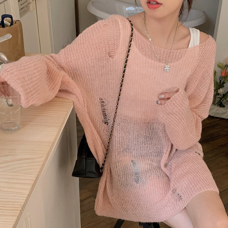 Isla Long Sleeve Knitted Top (Peach)