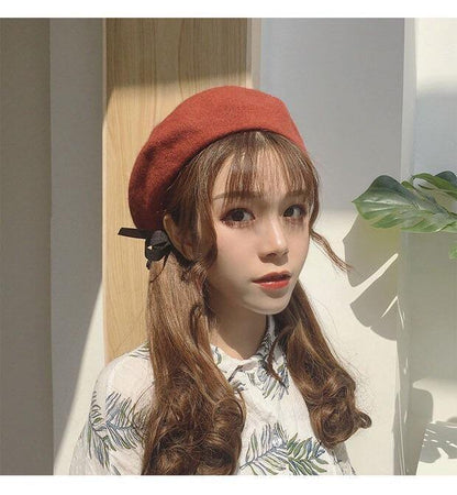 A206 Classic Wool Felt Beret Hat - Hearts &amp; Kisses