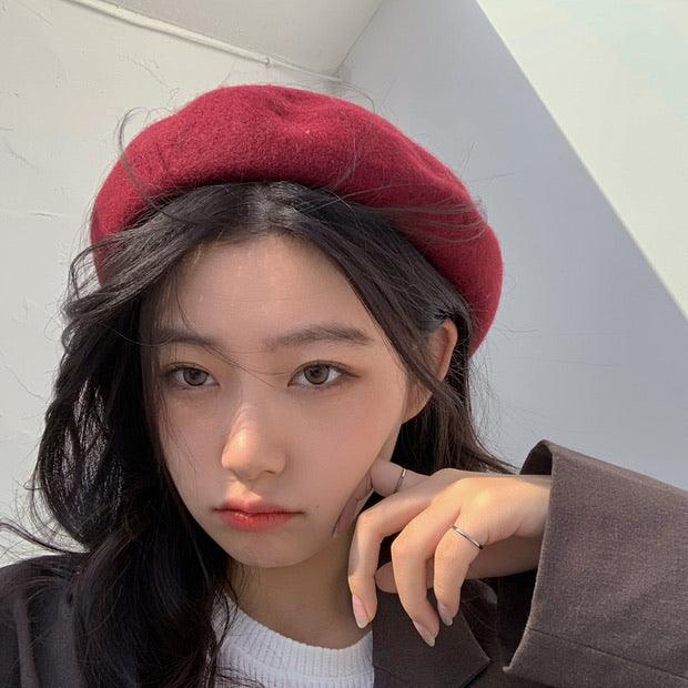 A206 Classic Wool Felt Beret Hat-Hearts &amp; Kisses Online Fashion Boutique