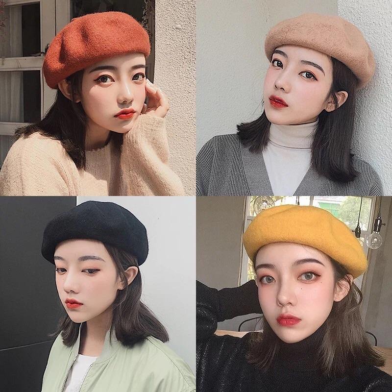 A206 Classic Wool Felt Beret Hat - Hearts &amp; Kisses