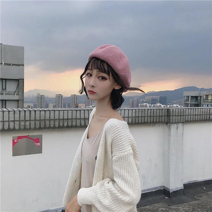 A206 Classic Wool Felt Beret Hat - Hearts &amp; Kisses