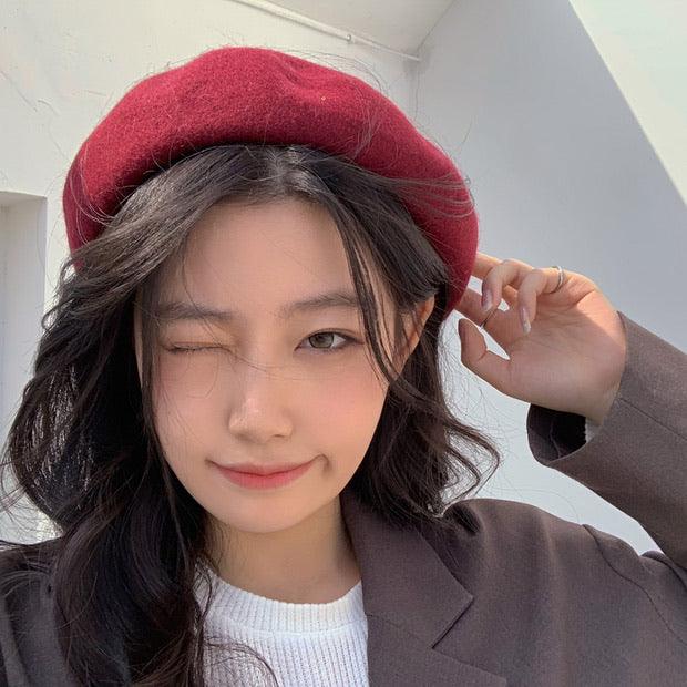 A206 Classic Wool Felt Beret Hat-Hearts &amp; Kisses Online Fashion Boutique