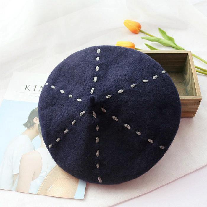 A207 Lining Wool Felt Beret Hat - Hearts &amp; Kisses