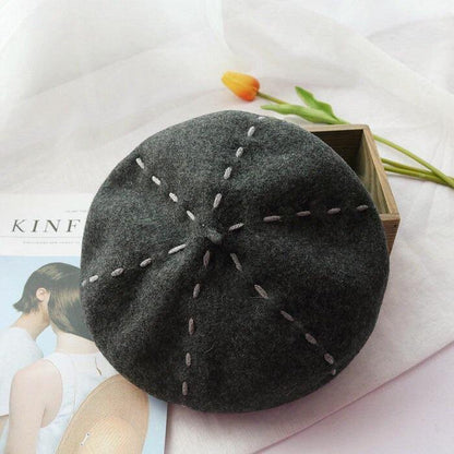A207 Lining Wool Felt Beret Hat - Hearts &amp; Kisses