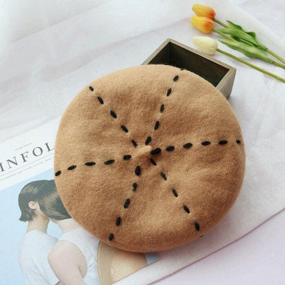 A207 Lining Wool Felt Beret Hat - Hearts &amp; Kisses