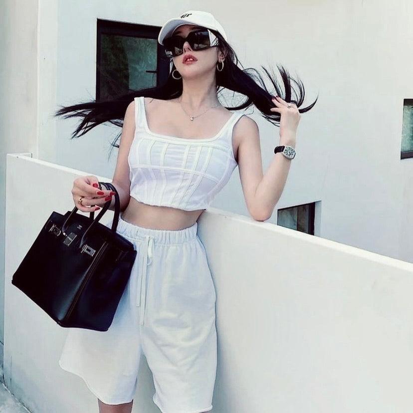 Ally Top + Shorts Two Pieces Set (S, M) - Hearts &amp; Kisses Fashion Boutique - Ready Stock Malaysia - Dress, Tops, Pants, Rompers, Sportswear &amp; more. We Ship To Malaysia &amp; Singapore