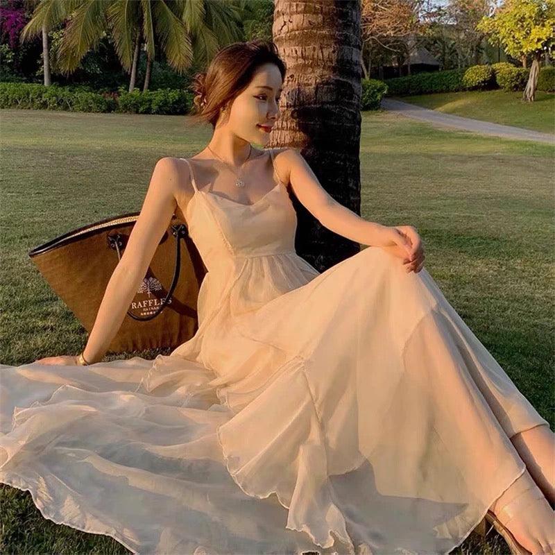 Aura Beige Long Dress - Hearts & Kisses Fashion Boutique - HNK Online Fashion Malaysia - Buy Dress Online. Shop Dress, Tops, Pants, Rompers, Sportswear & more. We Ship To Malaysia & Singapore.