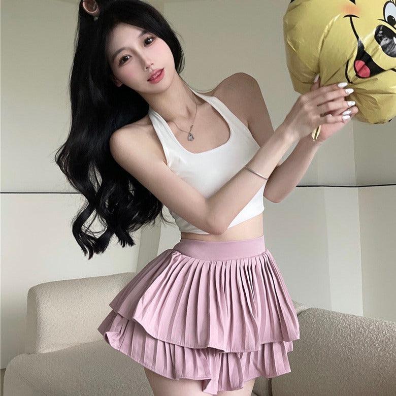 Daryl Pleated Layered Mini Skirt (Pink, White, Black) - Hearts &amp; Kisses Fashion Boutique - HNK Online Fashion Malaysia - Buy Dress Online. Shop Dress, Tops, Pants, Rompers, Sportswear &amp; more. We Ship To Malaysia &amp; Singapore.