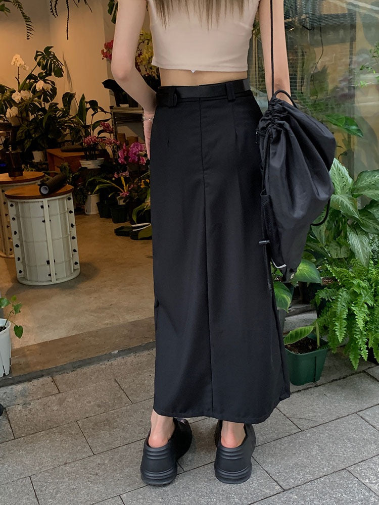 Bella High Waist Cargo Long Skirt With Belt (M)
