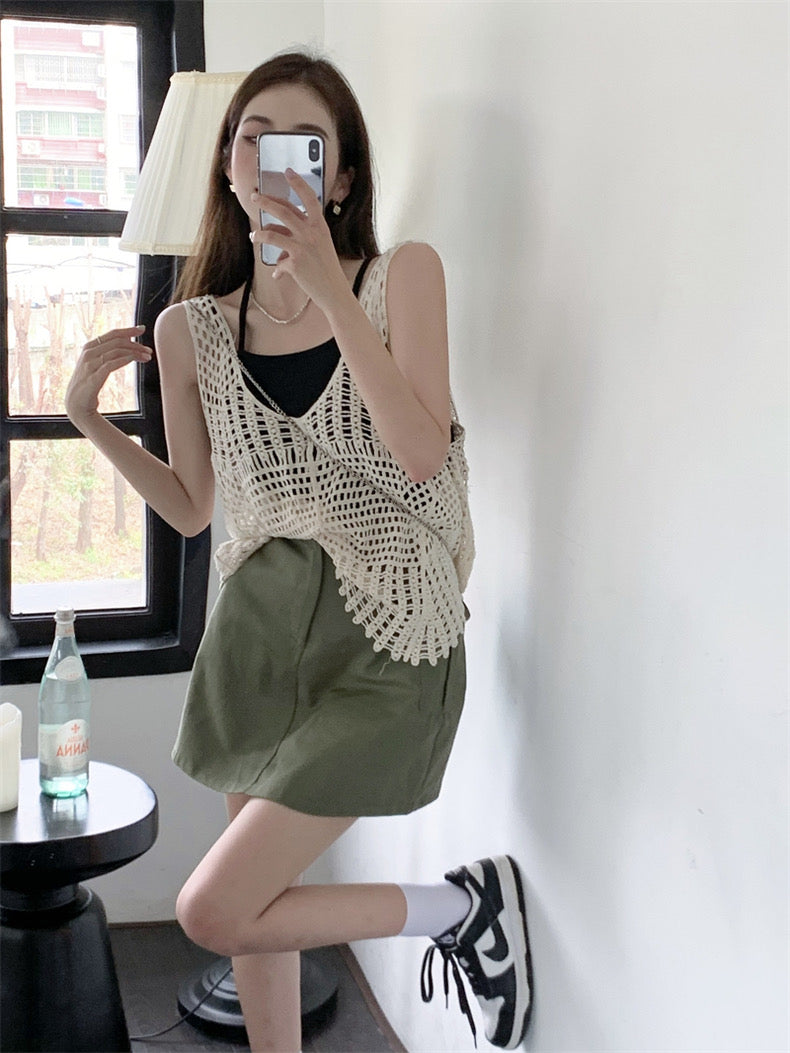 Beige Summer Outerwear Top