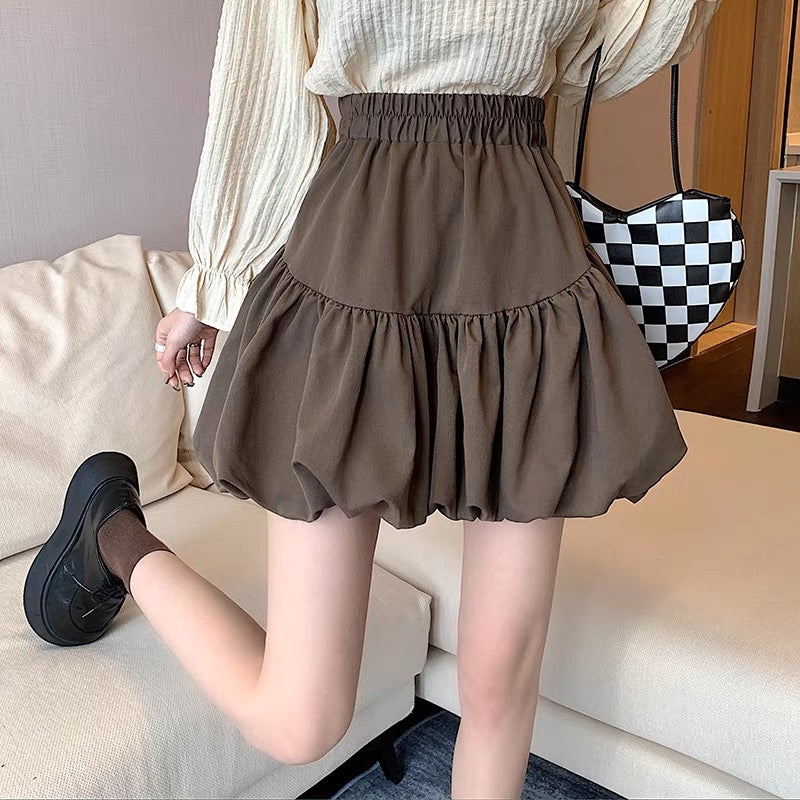 Elisey High Waist Skirt/Skort (Brown, White)