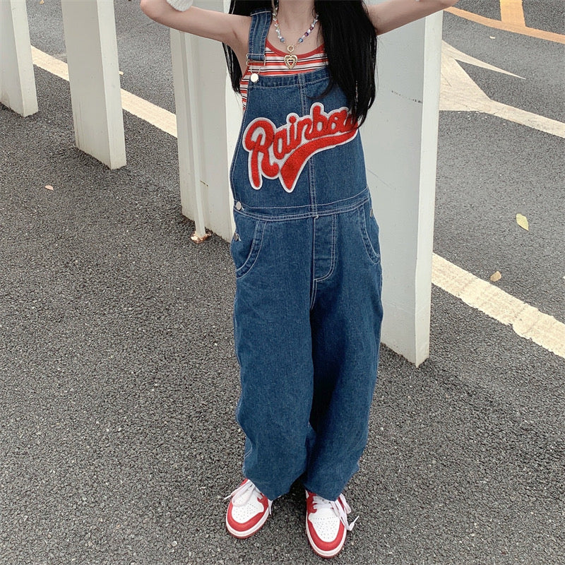 Oversized Mina Knitted Logo Denim Jumpsuit