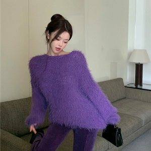 Purple Knitted Long Top