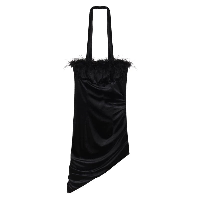 Mix Furry Black Tube Dress (M)