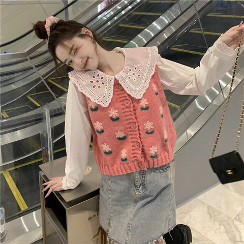 Inner White Dolly Collar Long Sleeve Top