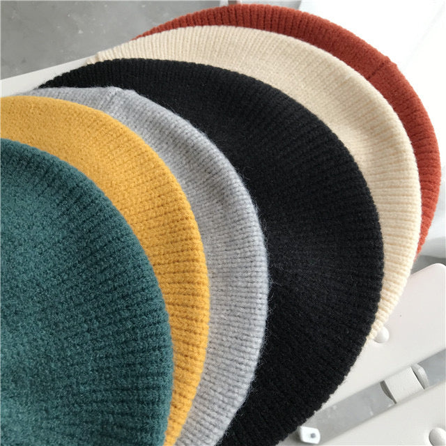 A241 Knitted Beret Hat (Cream White, Black, Yellow, Orange, Grey)