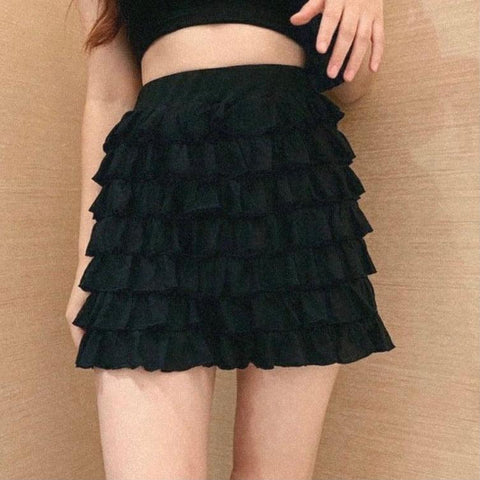 PA014 Cakey Black Mini Skirt - Hearts & Kisses Fashion Boutique - Online Fashion Malaysia - Dress, Tops, Pants, Rompers, Sportswear & more. We Ship To Malaysia & Singapore