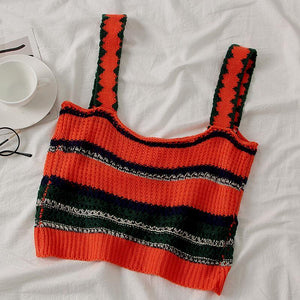 PA096 Orange Red Kitted Top - Hearts & Kisses