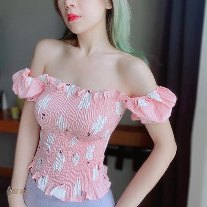 PF010 Floral Puff Sleeve Top - Hearts &amp; Kisses