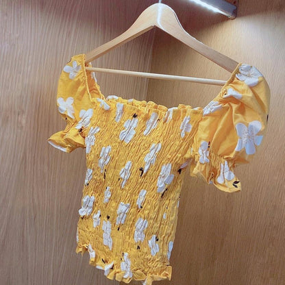 PF010 Floral Puff Sleeve Top - Hearts &amp; Kisses