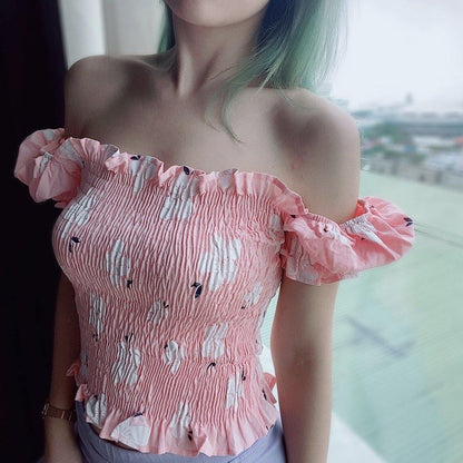 PF010 Floral Puff Sleeve Top - Hearts &amp; Kisses