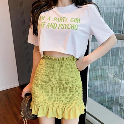 PF052 Slim Fit Mini Skirt (Purple, Neon) - Hearts &amp; Kisses