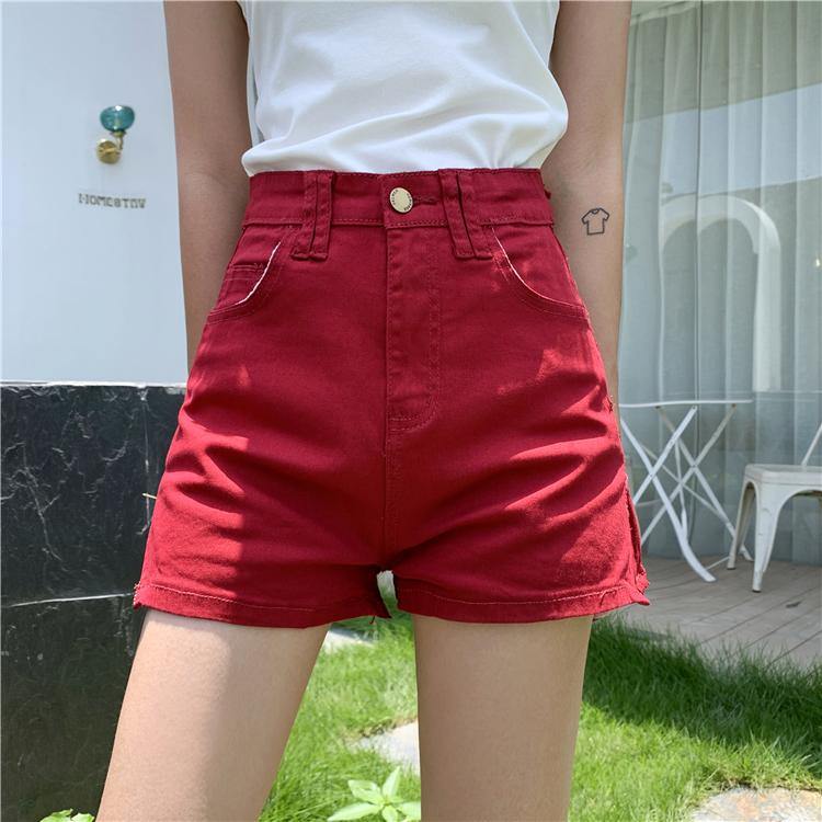 PF080 Mini Side Zip Denim Shorts - Hearts &amp; Kisses