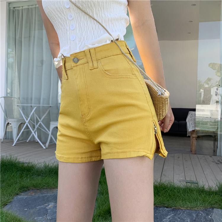 PF080 Mini Side Zip Denim Shorts - Hearts &amp; Kisses