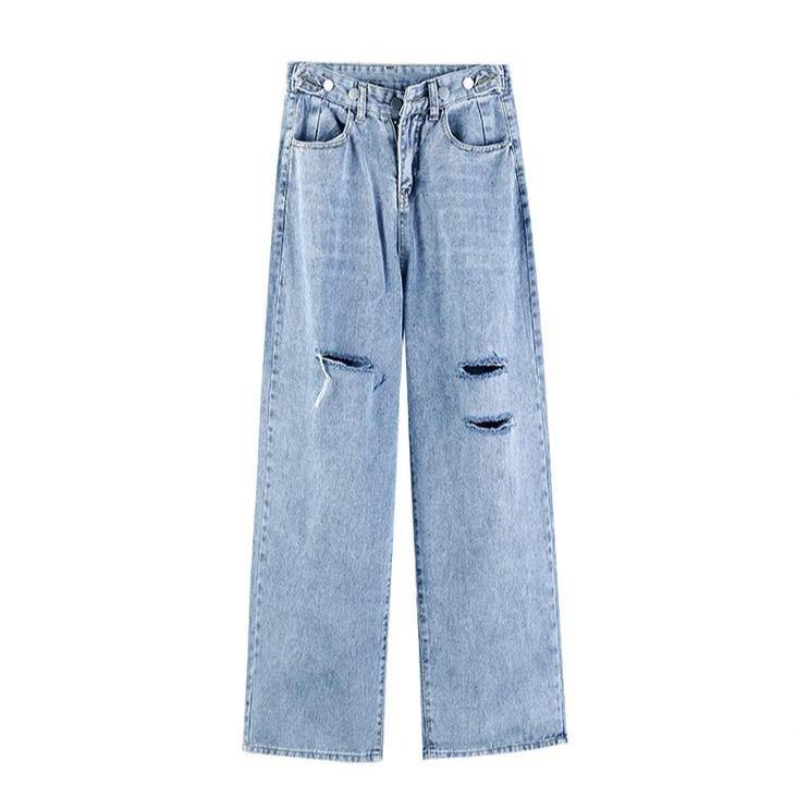 PF087 Double Button High Waist Denim Pants (S-XL) - Hearts & Kisses