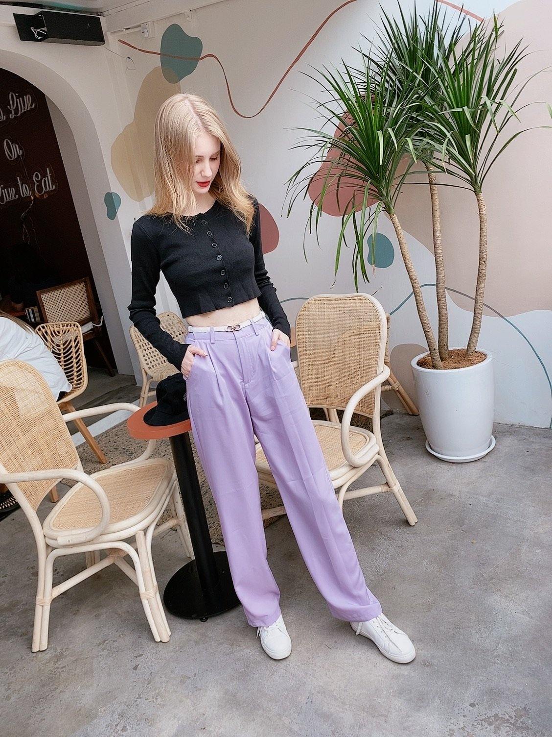 PS040 High Middle Waist Purple Maxi Pants (S, M, L, XL) - Hearts &amp; Kisses