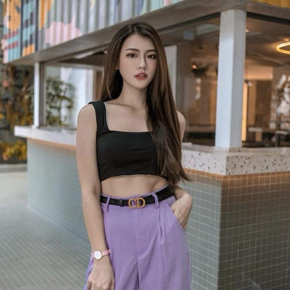 PS040 High Middle Waist Purple Maxi Pants (S, M, L, XL) - Hearts &amp; Kisses