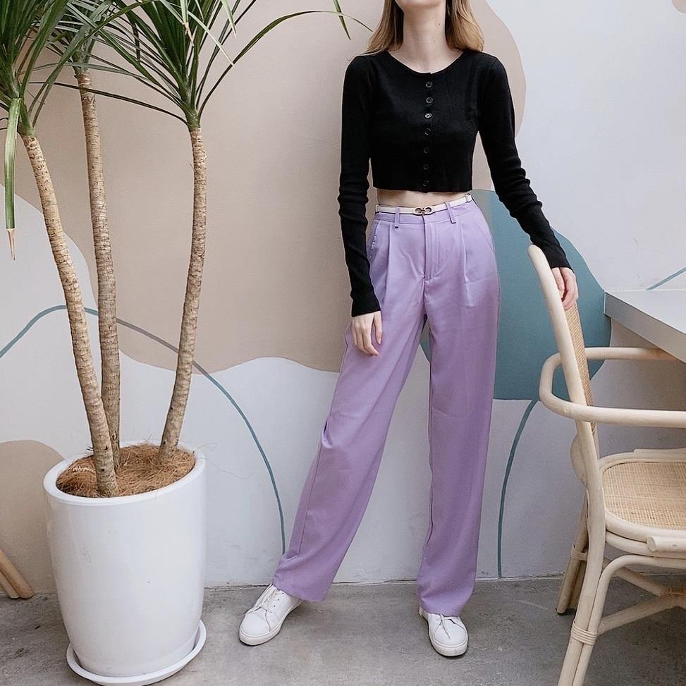 PS040 High Middle Waist Purple Maxi Pants (S, M, L, XL) - Hearts &amp; Kisses
